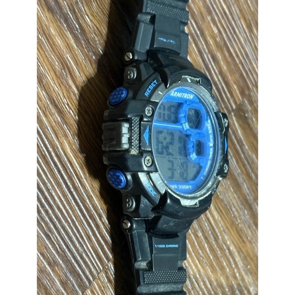Armitron Pro Sport 40/8309 Dual Time Quartz Digital Men's Watch New Battery Blue - Picture 4 of 9